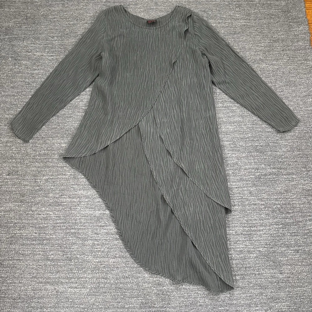 Ruby Moon Tunic Top Women Medium Gray Silk Asymmetric Lagenlook Layered USA